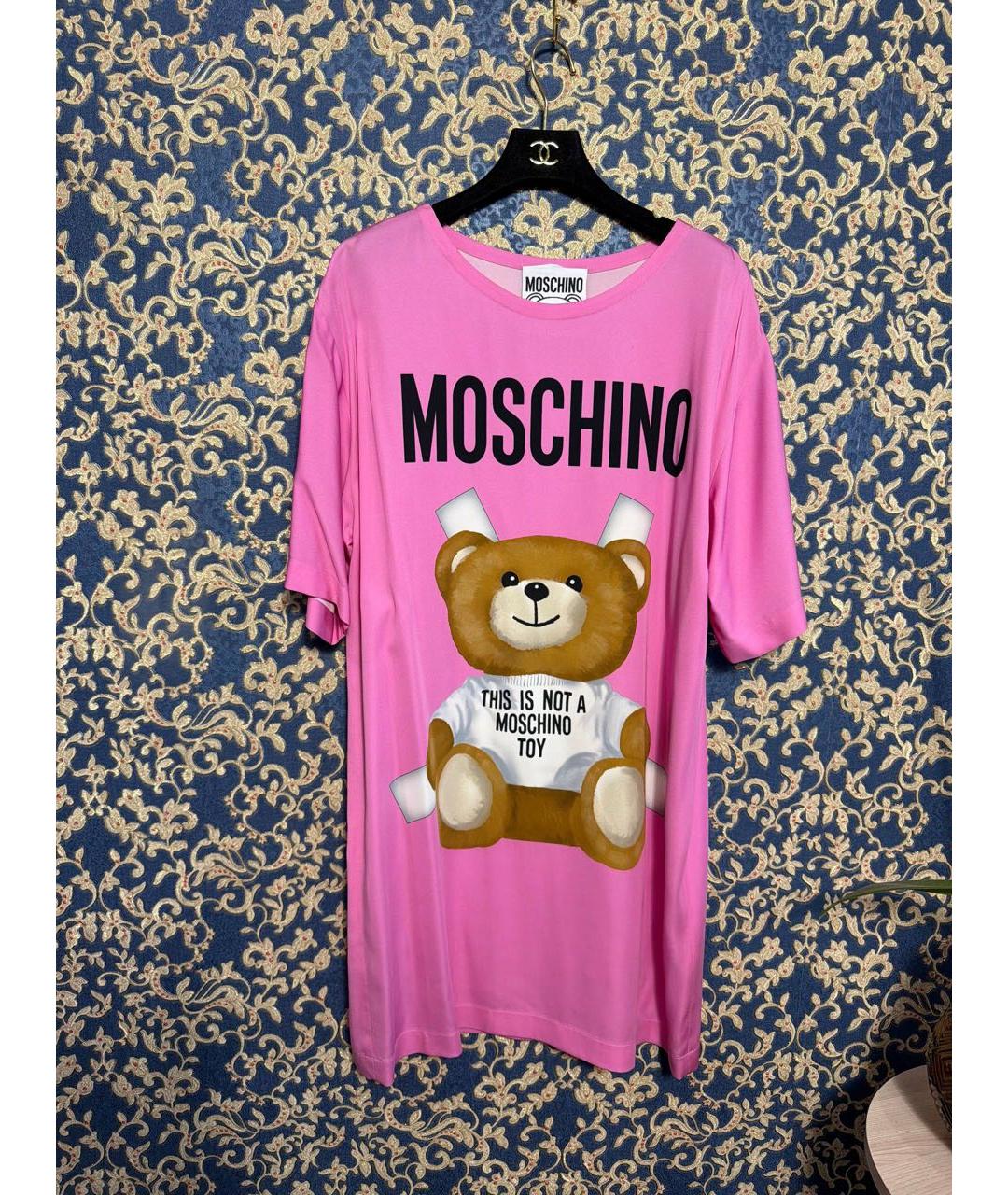 MOSCHINO Розовое вискозное повседневное платье, фото 4