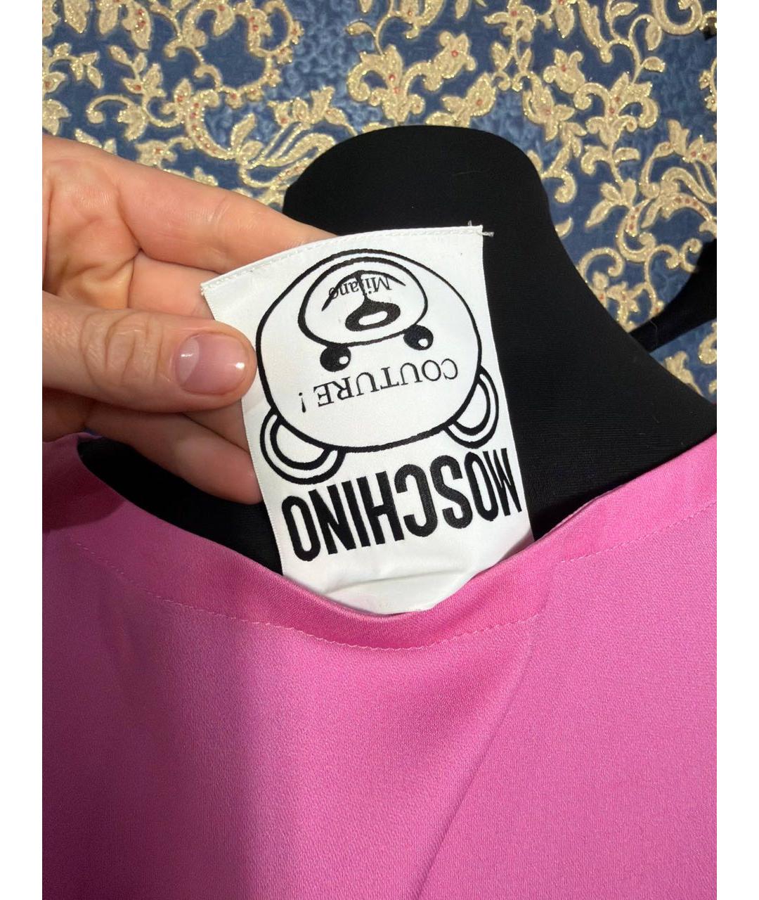 MOSCHINO Розовое вискозное повседневное платье, фото 3