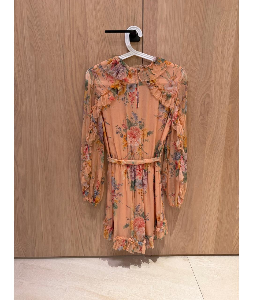 ZIMMERMANN Коралловое шелковое повседневное платье, фото 2