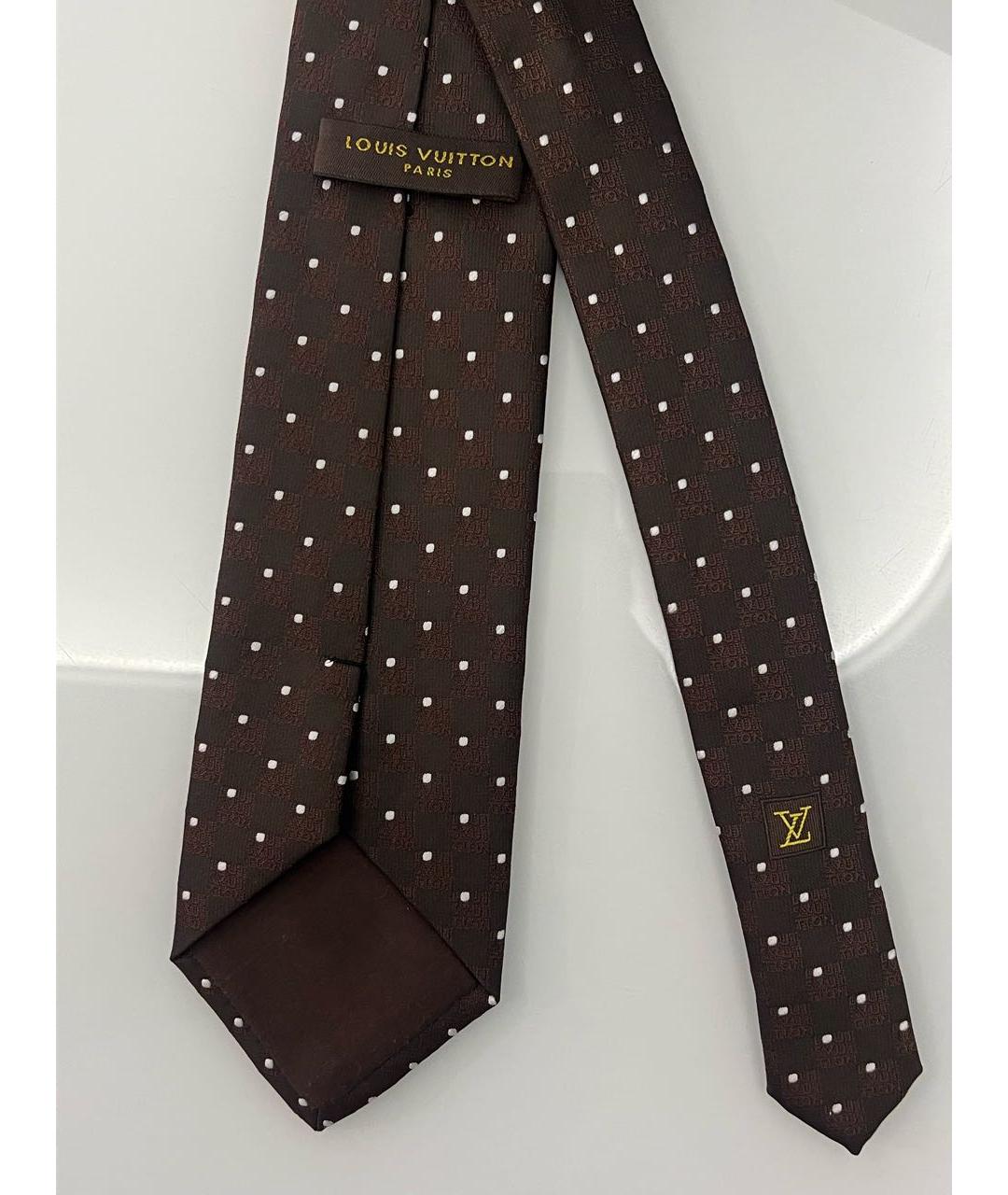 LOUIS VUITTON Коричневый шелковый галстук, фото 2