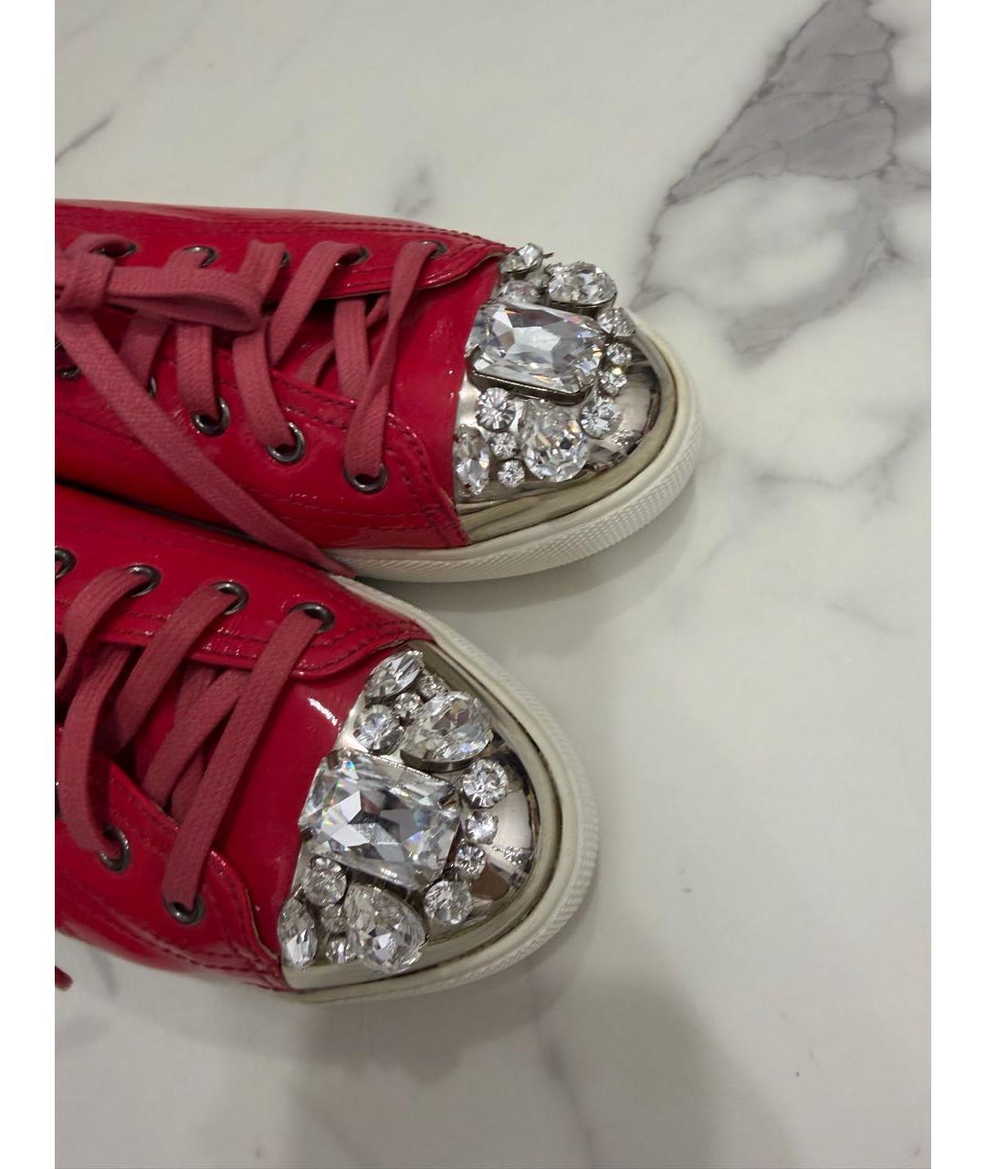 MIU MIU Розовые кеды из лакированной кожи, фото 6