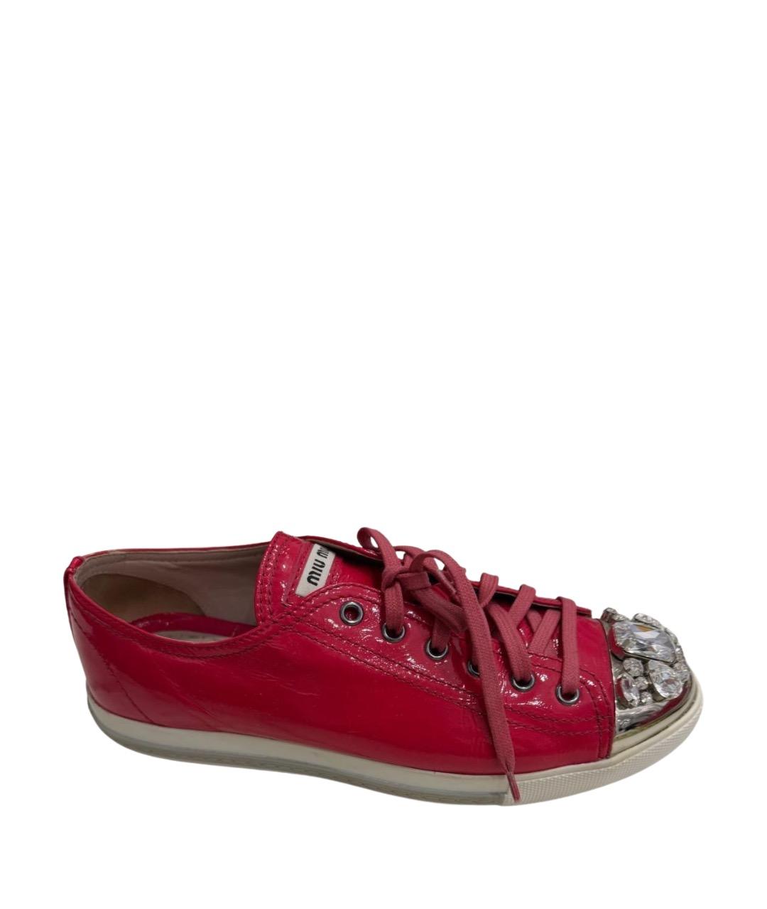 MIU MIU Розовые кеды из лакированной кожи, фото 1