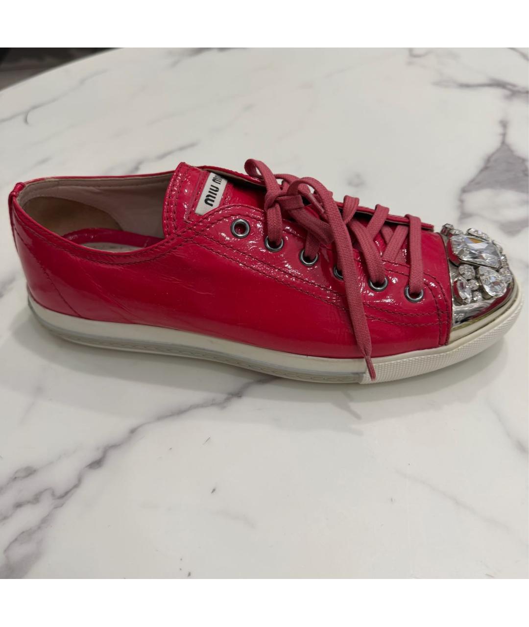 MIU MIU Розовые кеды из лакированной кожи, фото 9