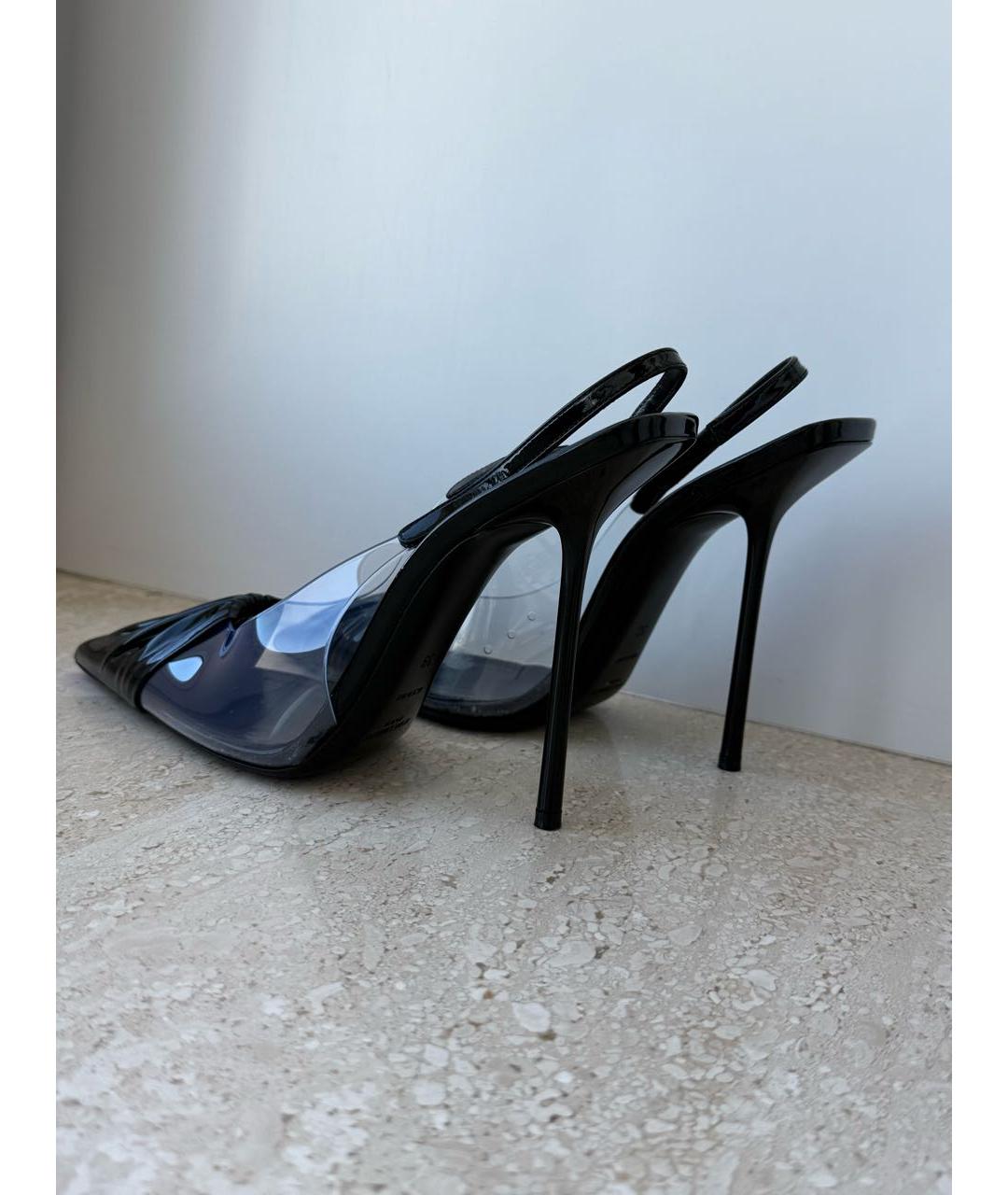 SAINT LAURENT Черные босоножки из лакированной кожи, фото 4