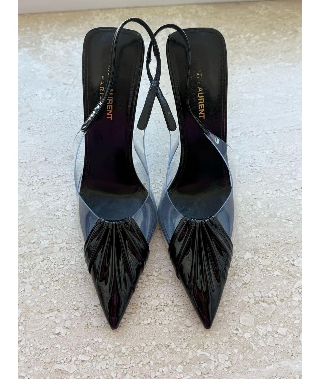 SAINT LAURENT Черные босоножки из лакированной кожи, фото 3