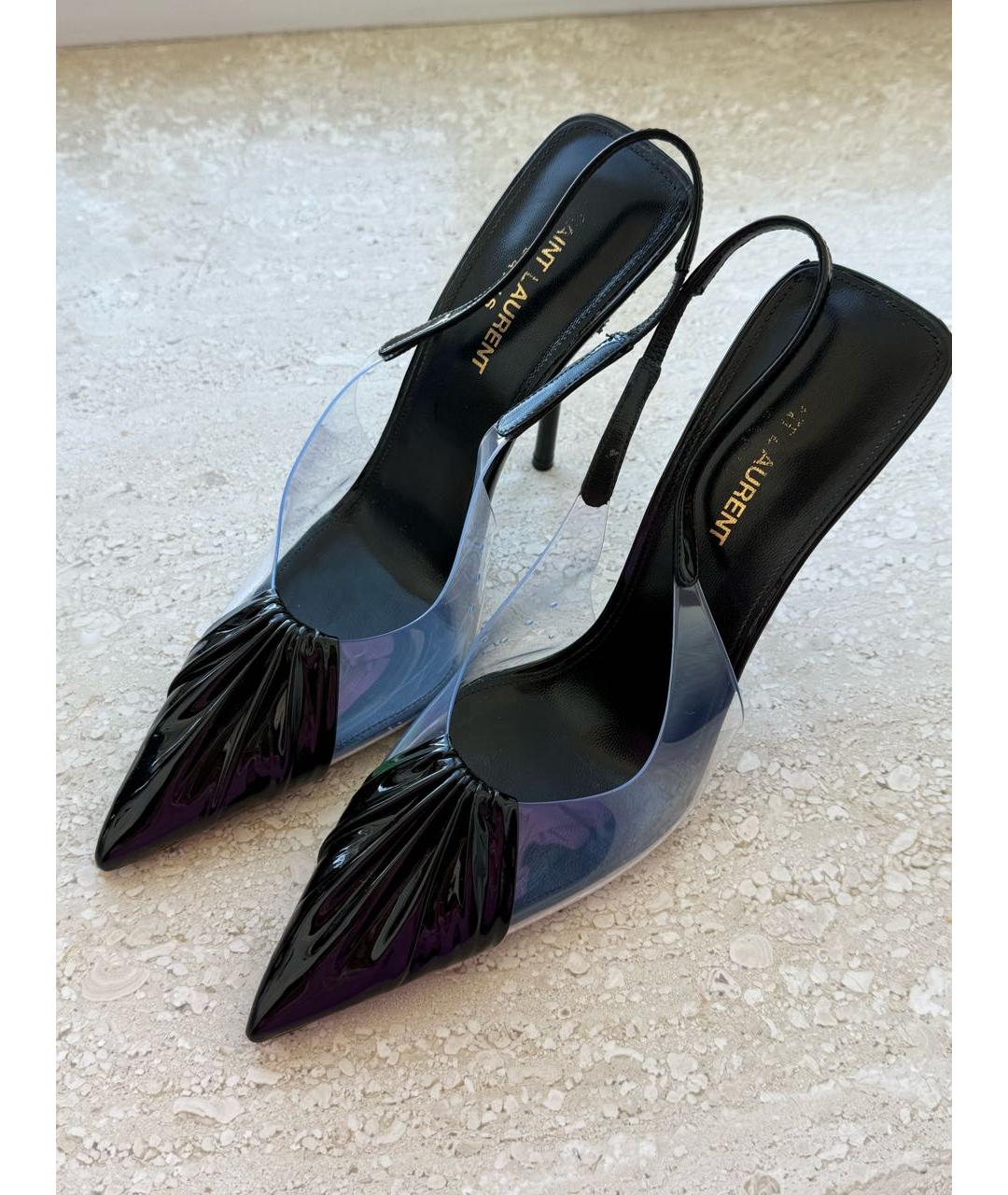 SAINT LAURENT Черные босоножки из лакированной кожи, фото 2