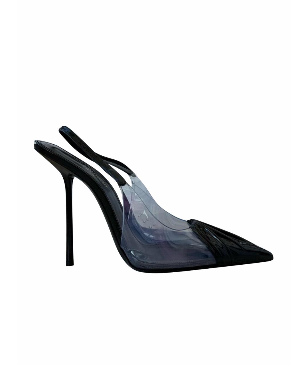 SAINT LAURENT Черные босоножки из лакированной кожи, фото 1