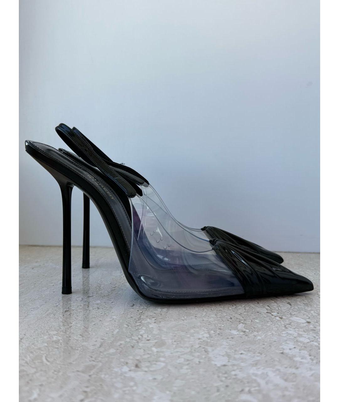 SAINT LAURENT Черные босоножки из лакированной кожи, фото 9
