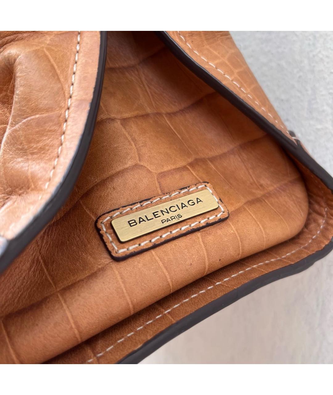 BALENCIAGA Оранжевая кожаная сумка с короткими ручками, фото 3