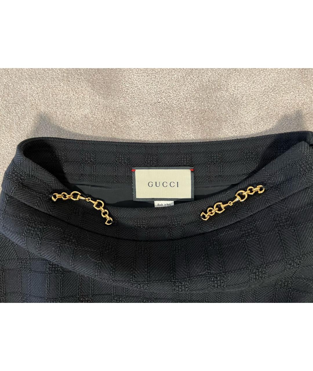 GUCCI Темно-синяя твидовая юбка мини, фото 3