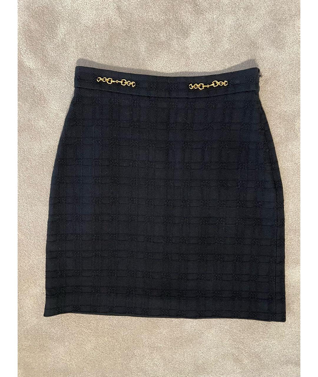 GUCCI Темно-синяя твидовая юбка мини, фото 4
