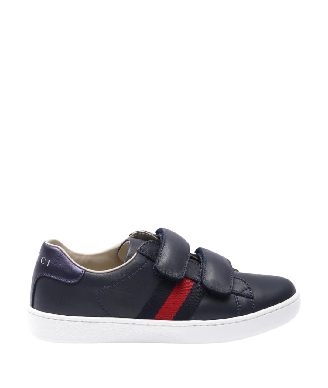GUCCI Темно-синие кожаные кеды, фото 1