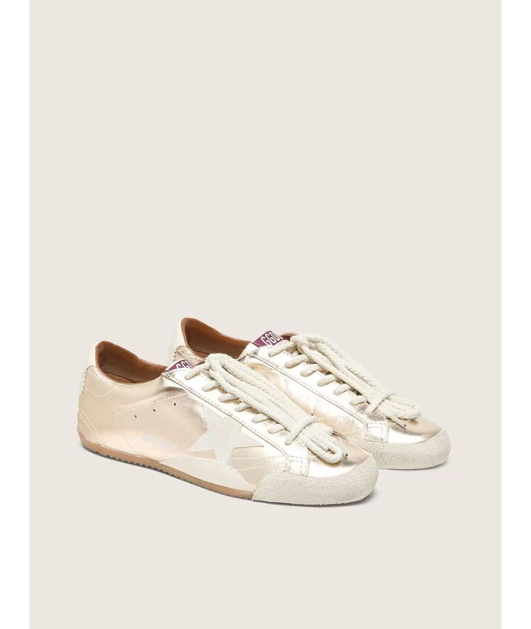 GOLDEN GOOSE DELUXE BRAND Золотые кожаные кеды, фото 2