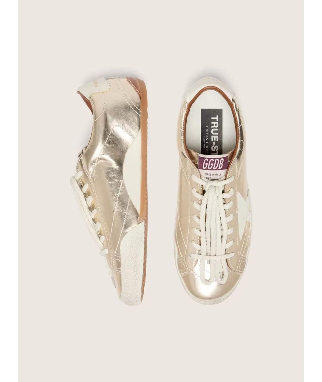 GOLDEN GOOSE DELUXE BRAND Золотые кожаные кеды, фото 3