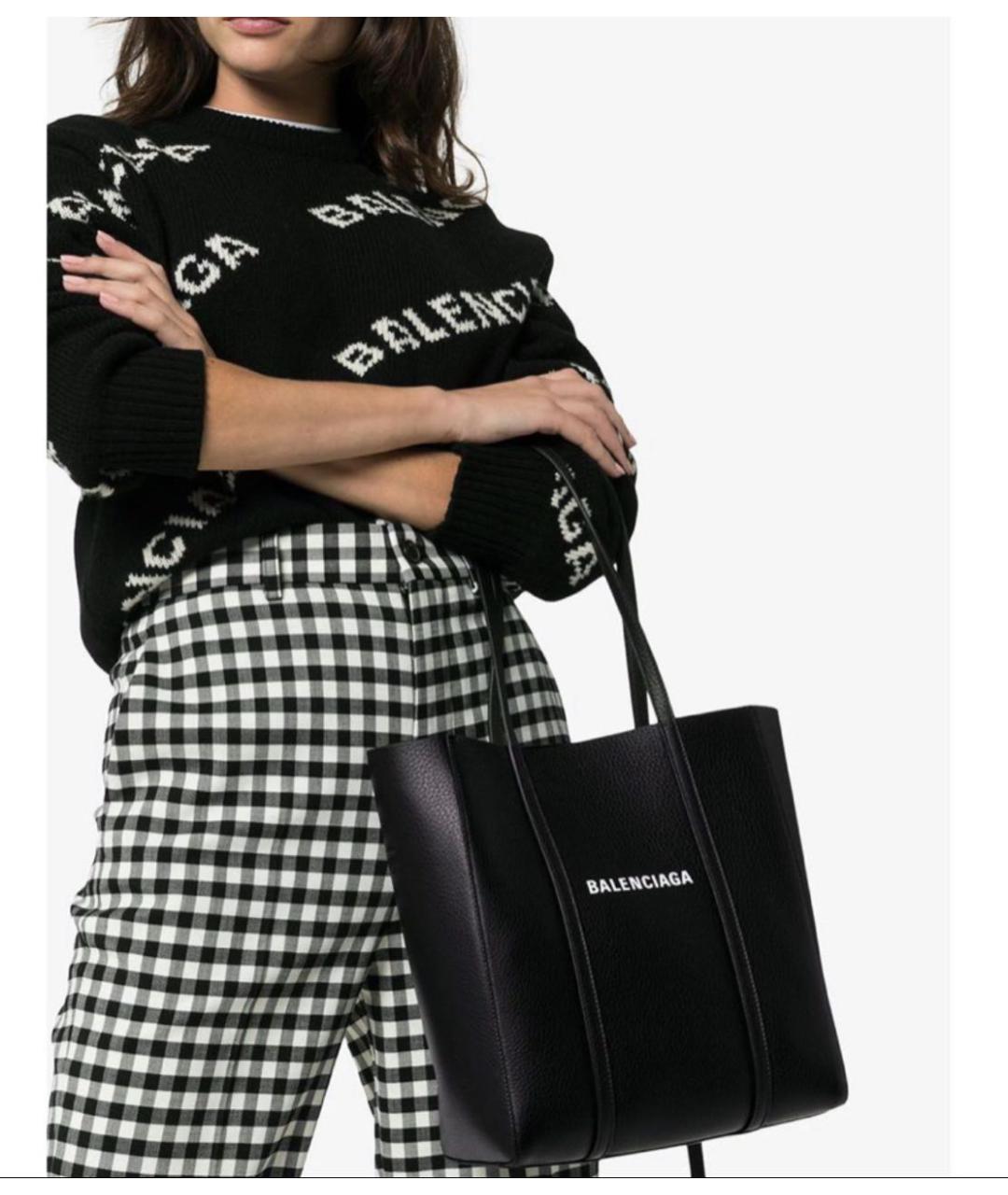 BALENCIAGA Черная кожаная сумка тоут, фото 2