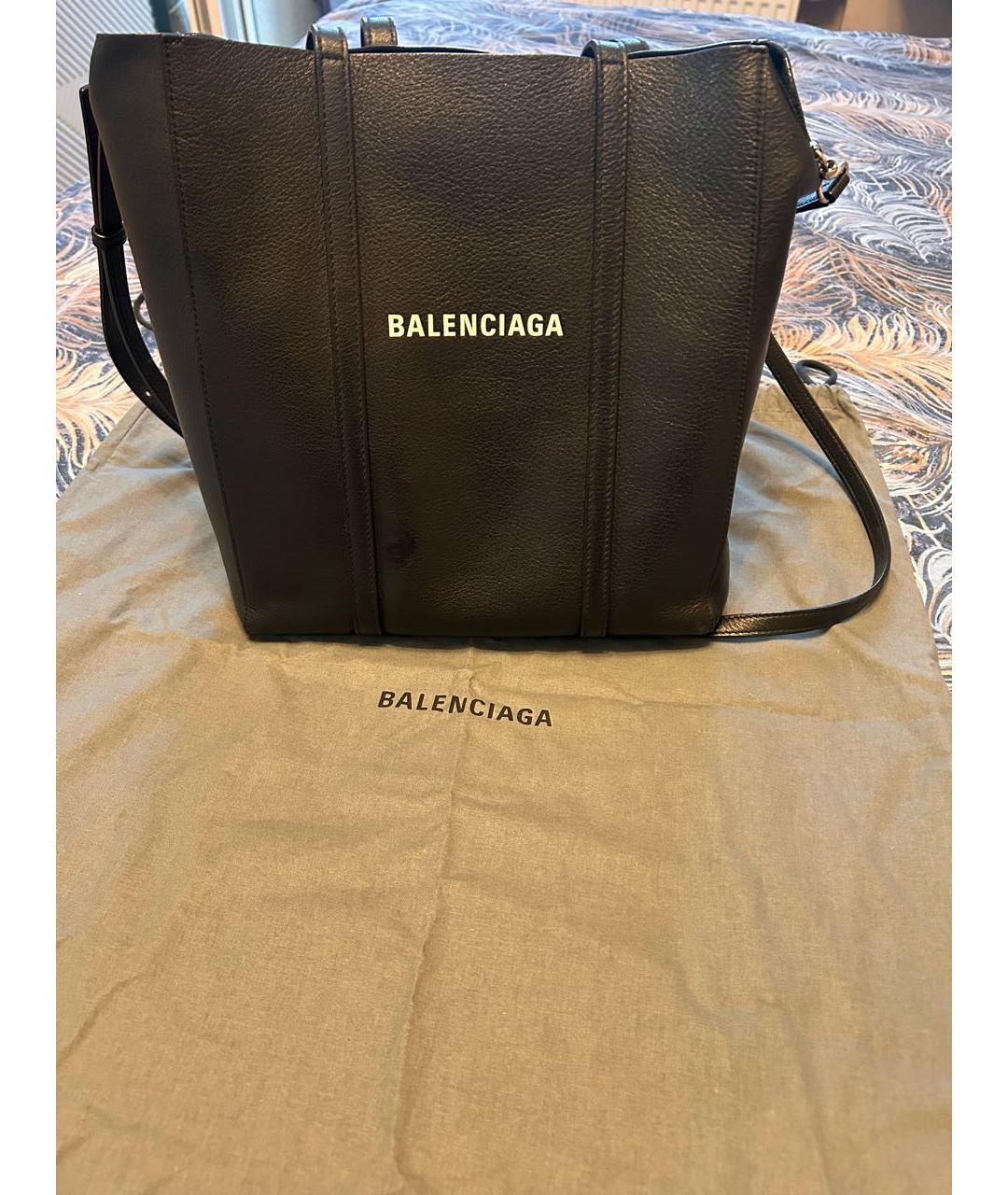 BALENCIAGA Черная кожаная сумка тоут, фото 8