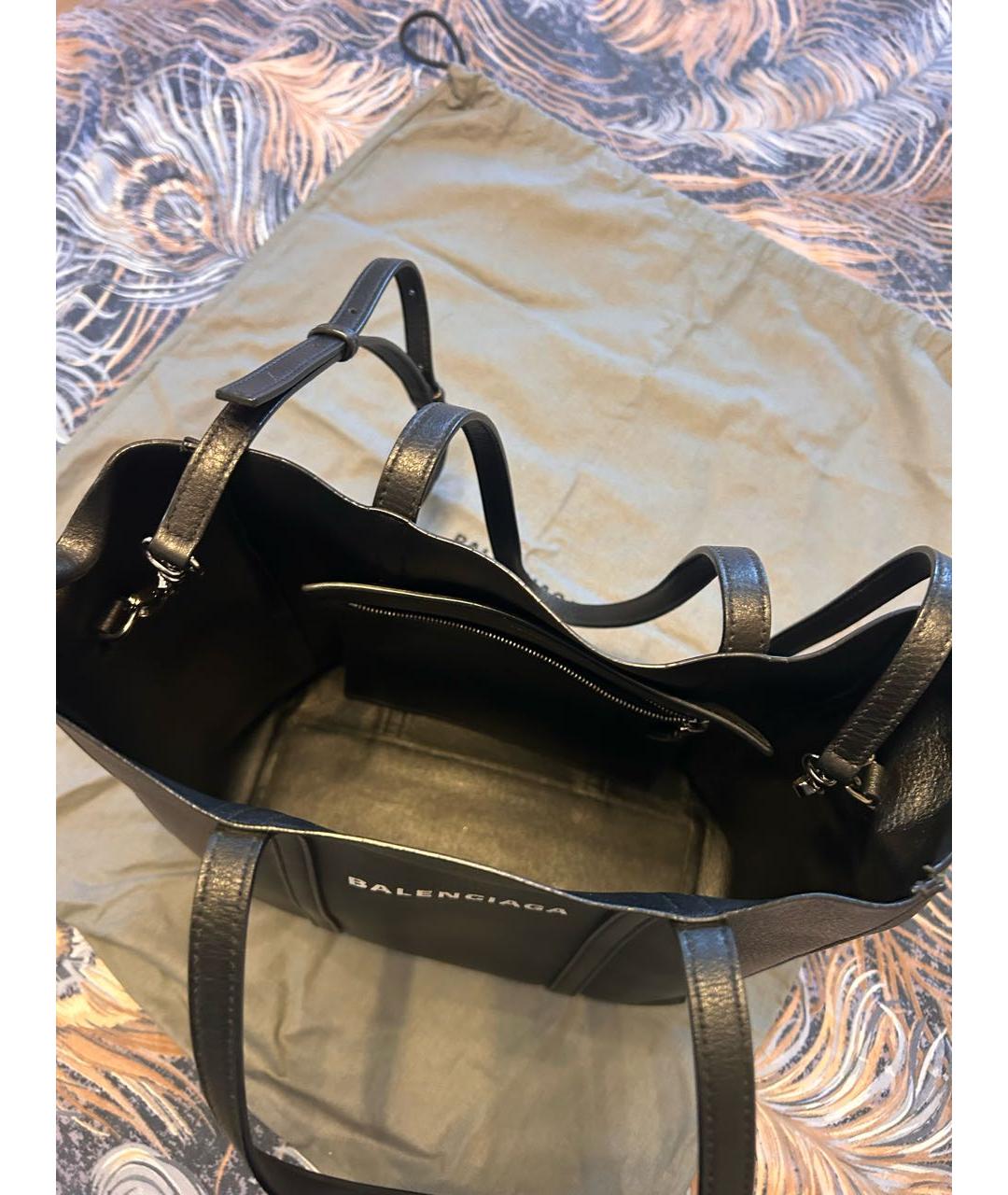BALENCIAGA Черная кожаная сумка тоут, фото 3