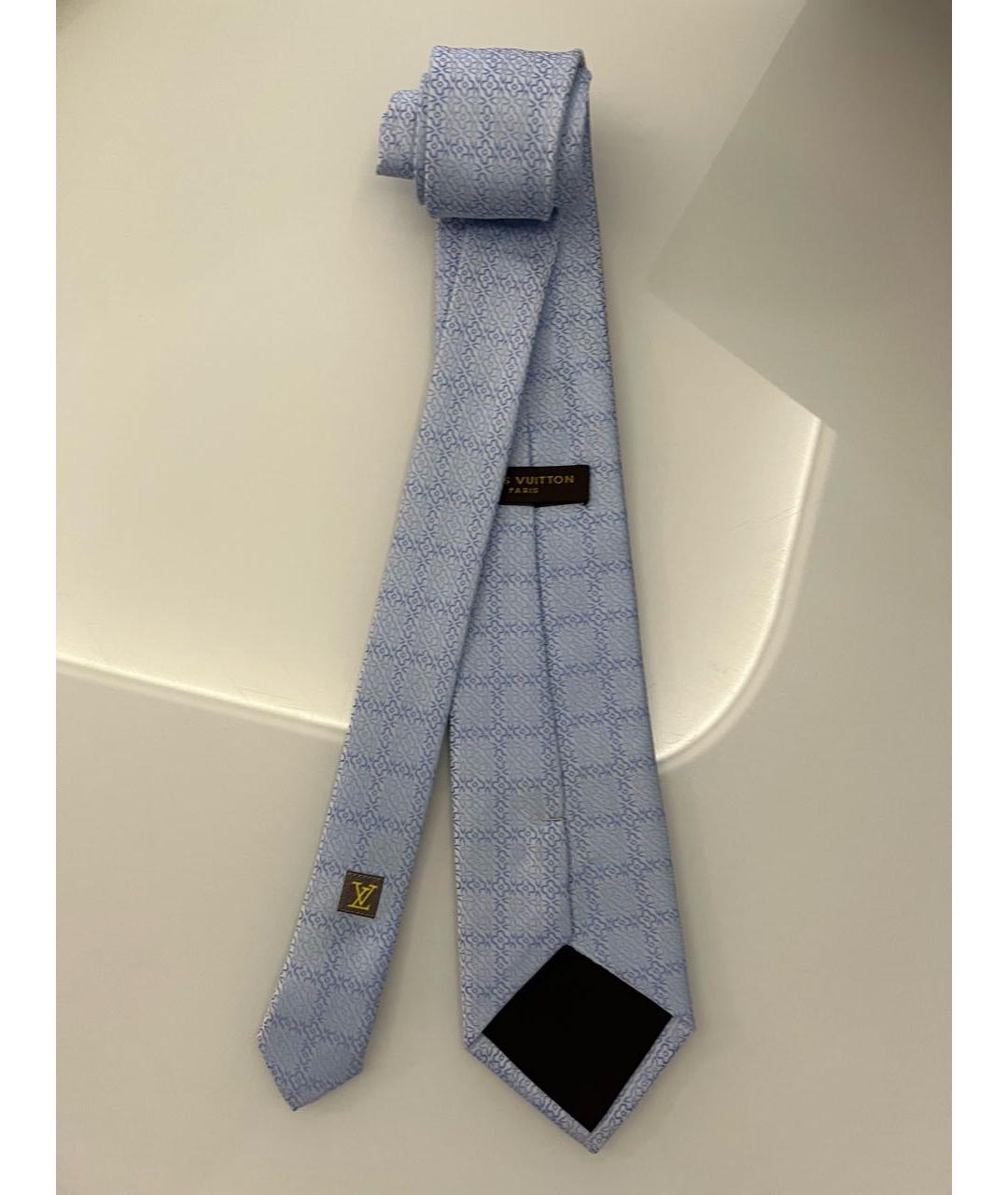 LOUIS VUITTON Голубой шелковый галстук, фото 2