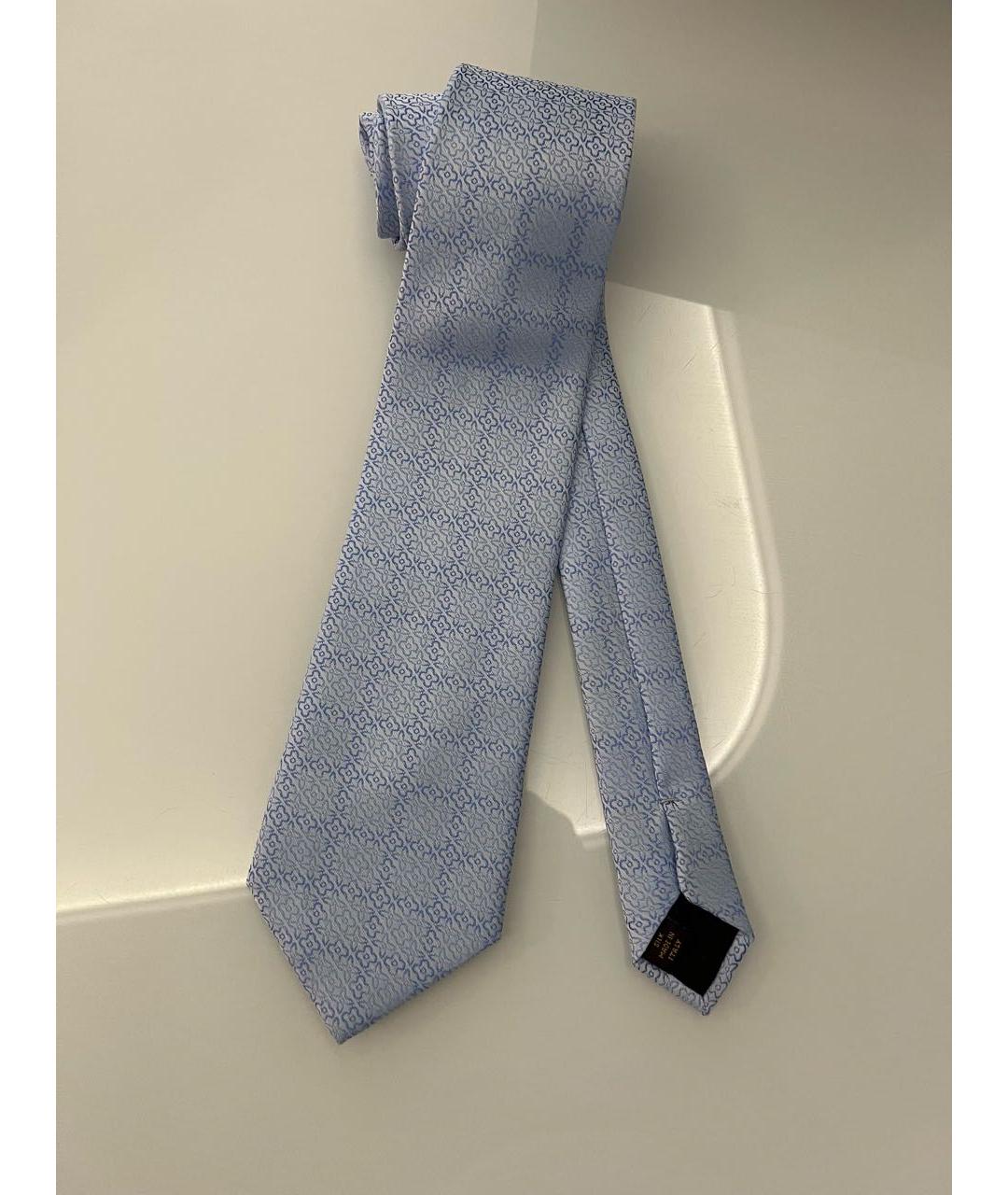 LOUIS VUITTON Голубой шелковый галстук, фото 6