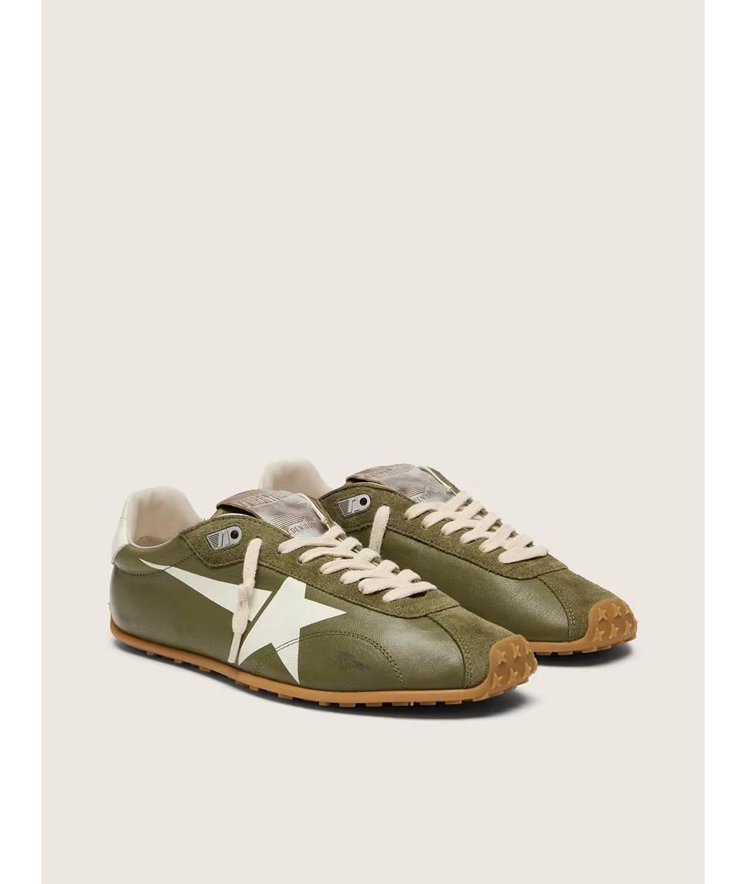 GOLDEN GOOSE DELUXE BRAND Хаки кожаные кеды, фото 2