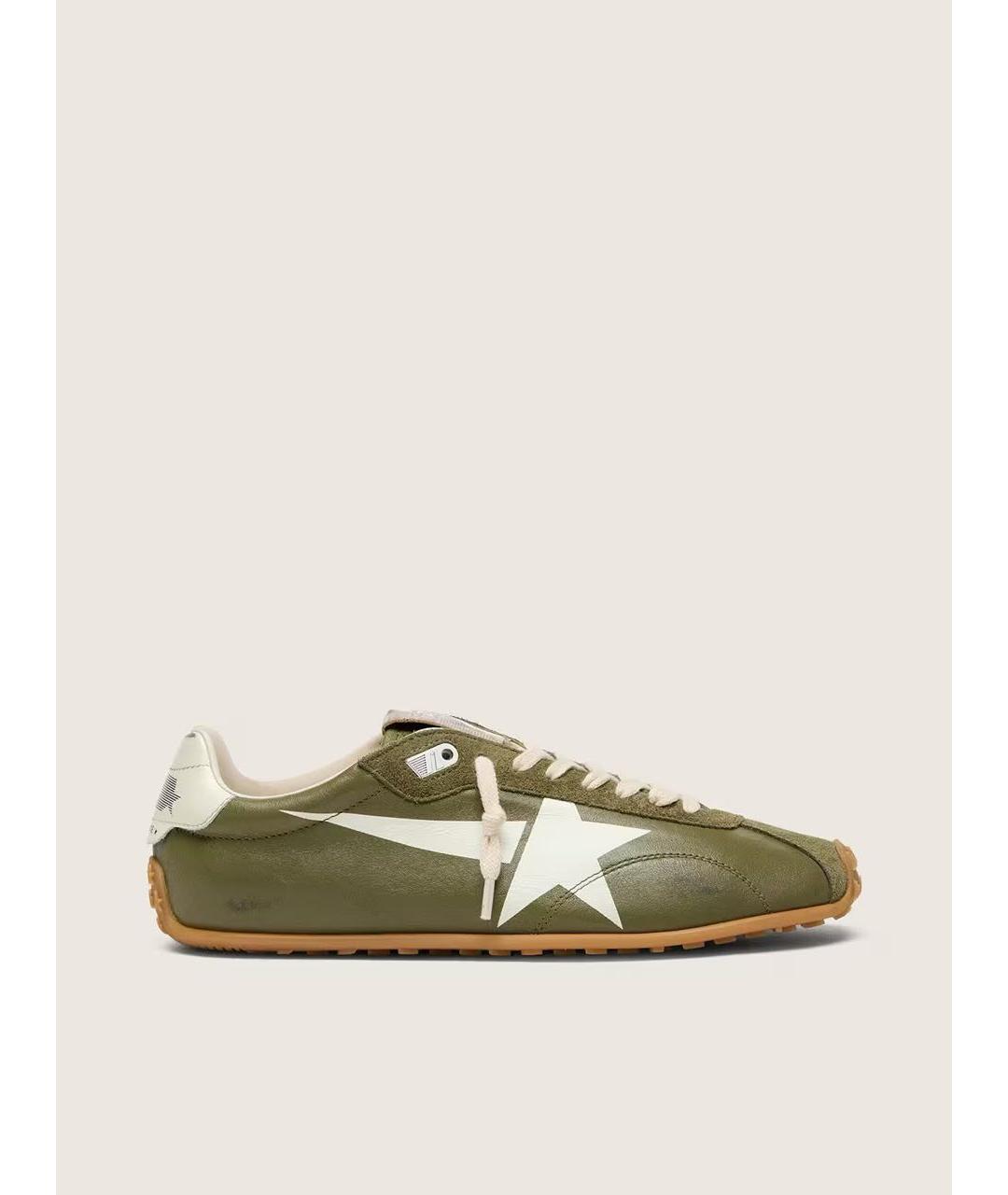 GOLDEN GOOSE DELUXE BRAND Хаки кожаные кеды, фото 5