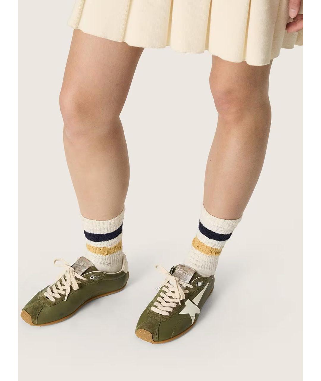 GOLDEN GOOSE DELUXE BRAND Хаки кожаные кеды, фото 3