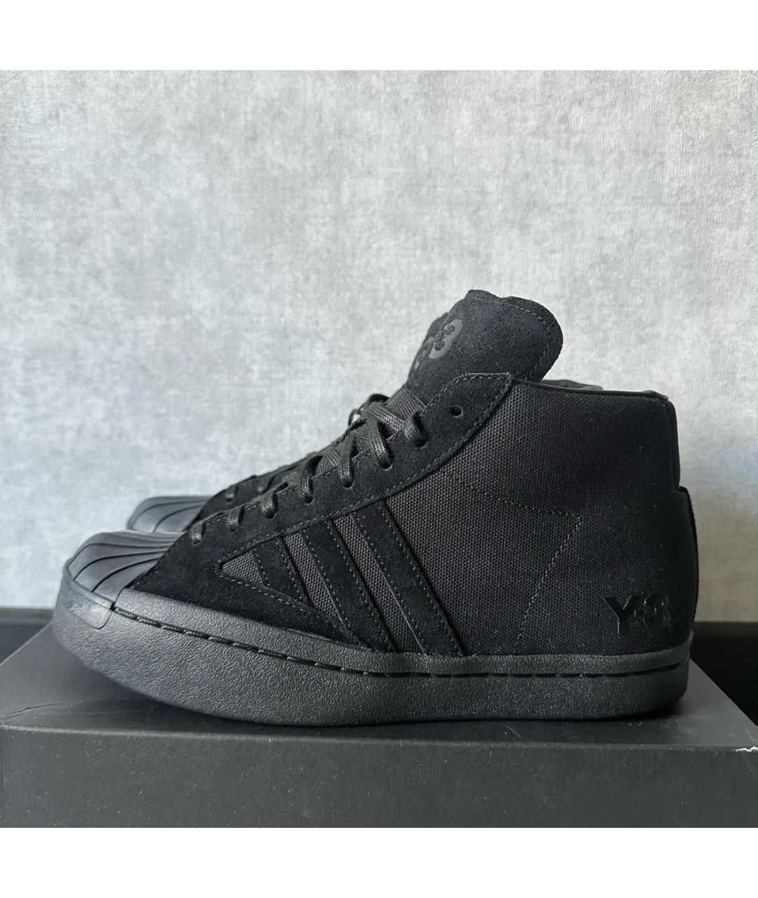 Y-3 Черные текстильные высокие кроссовки / кеды, фото 3
