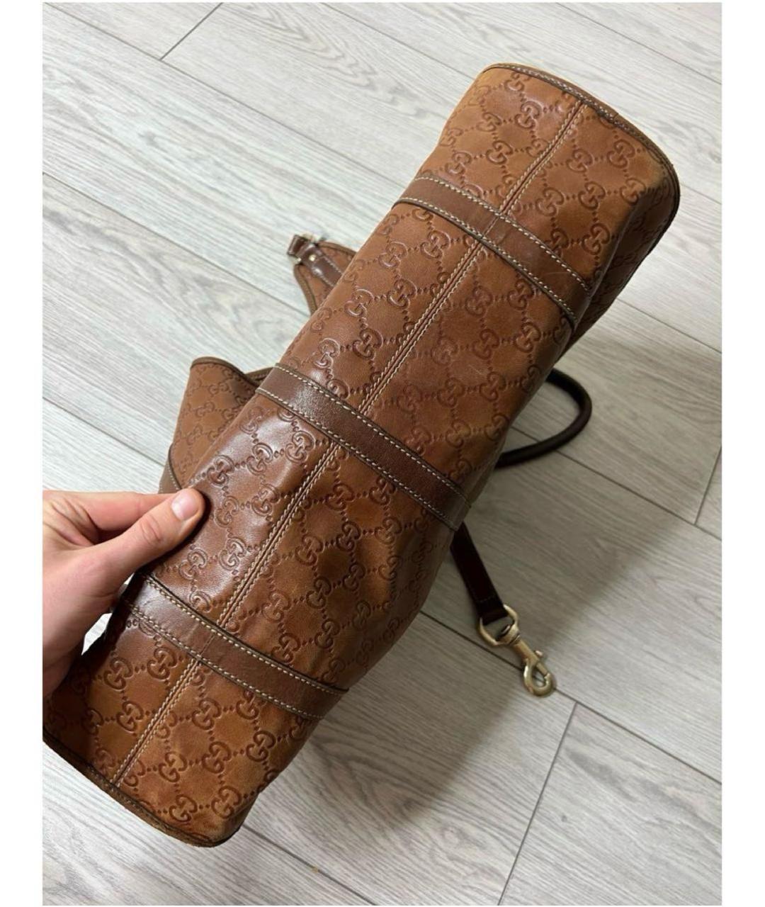 GUCCI Коричневая кожаная сумка с короткими ручками, фото 4