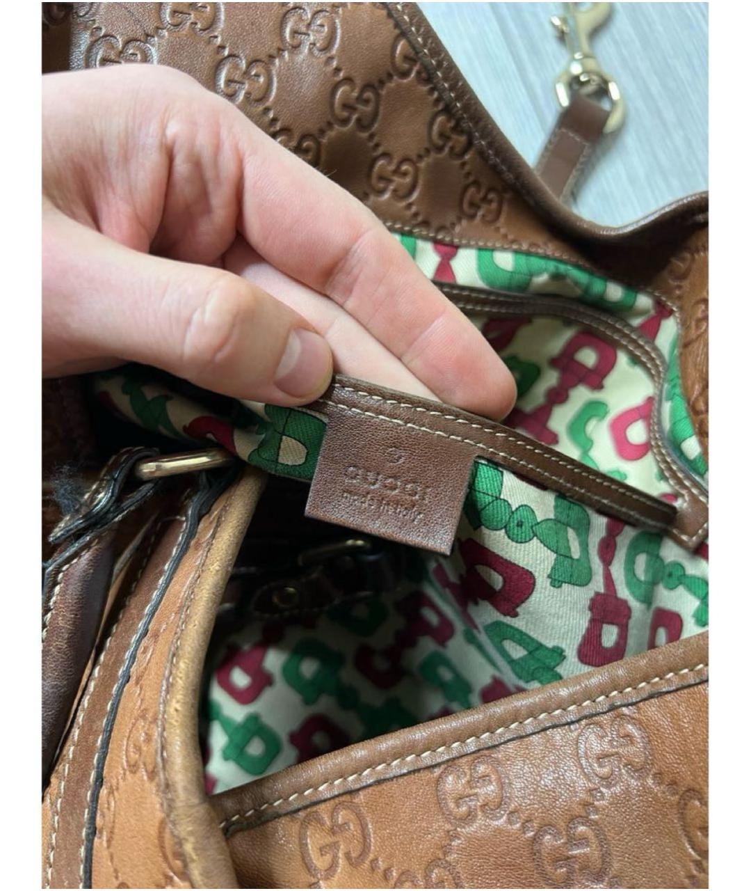 GUCCI Коричневая кожаная сумка с короткими ручками, фото 3
