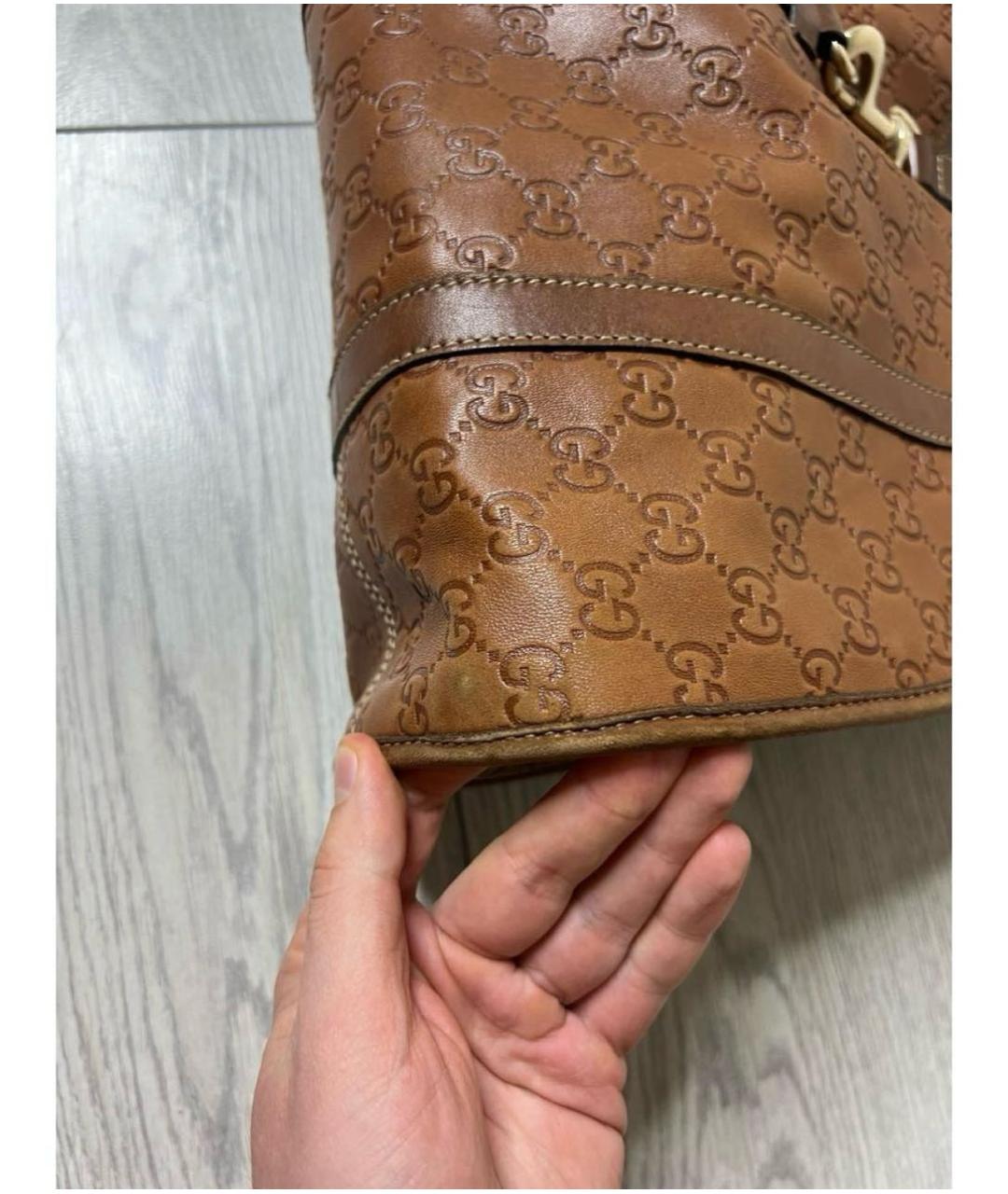 GUCCI Коричневая кожаная сумка с короткими ручками, фото 6