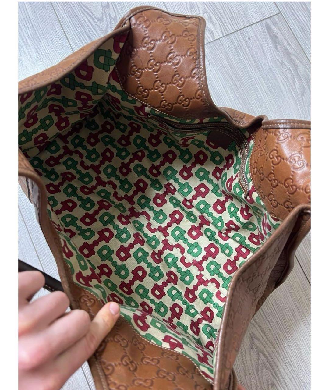 GUCCI Коричневая кожаная сумка с короткими ручками, фото 2