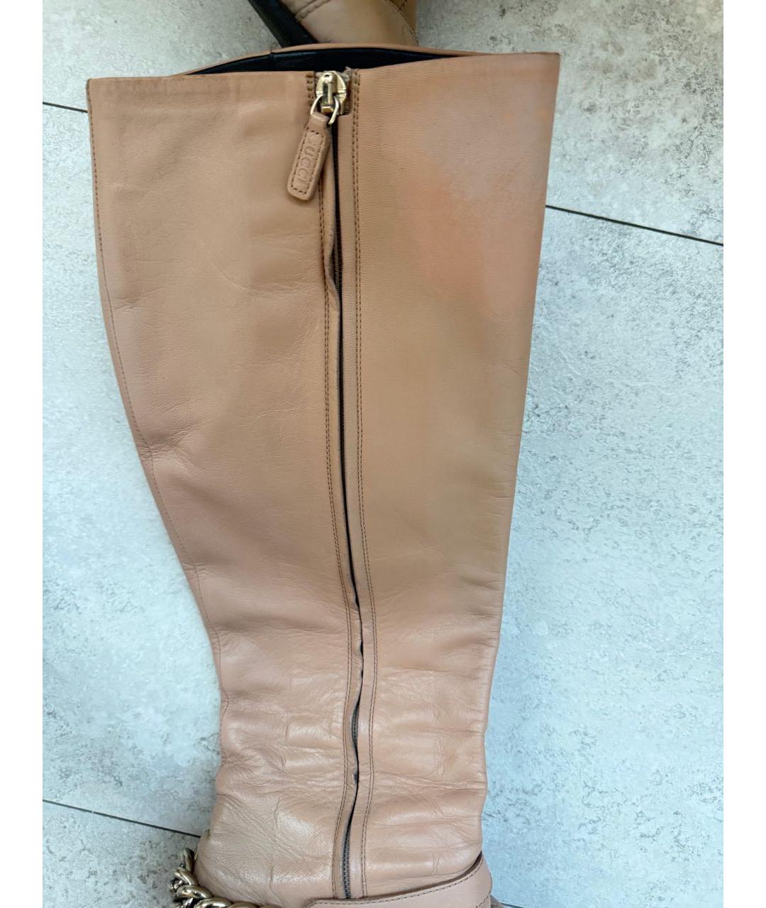 GUCCI Бежевые кожаные сапоги, фото 5