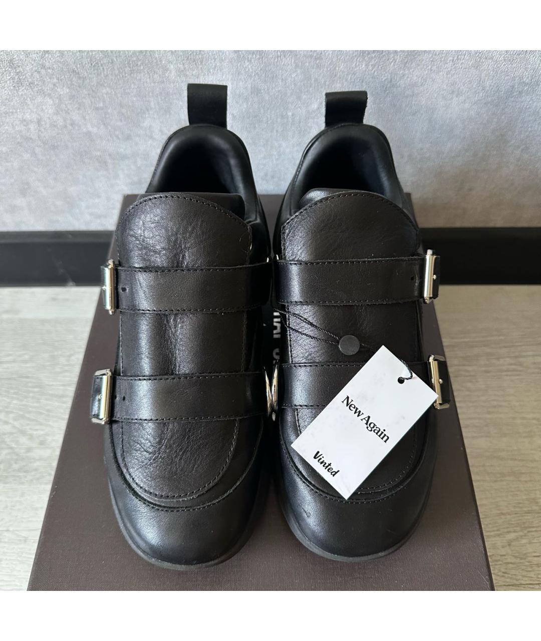 RAF SIMONS Черные кожаные низкие кроссовки / кеды, фото 2