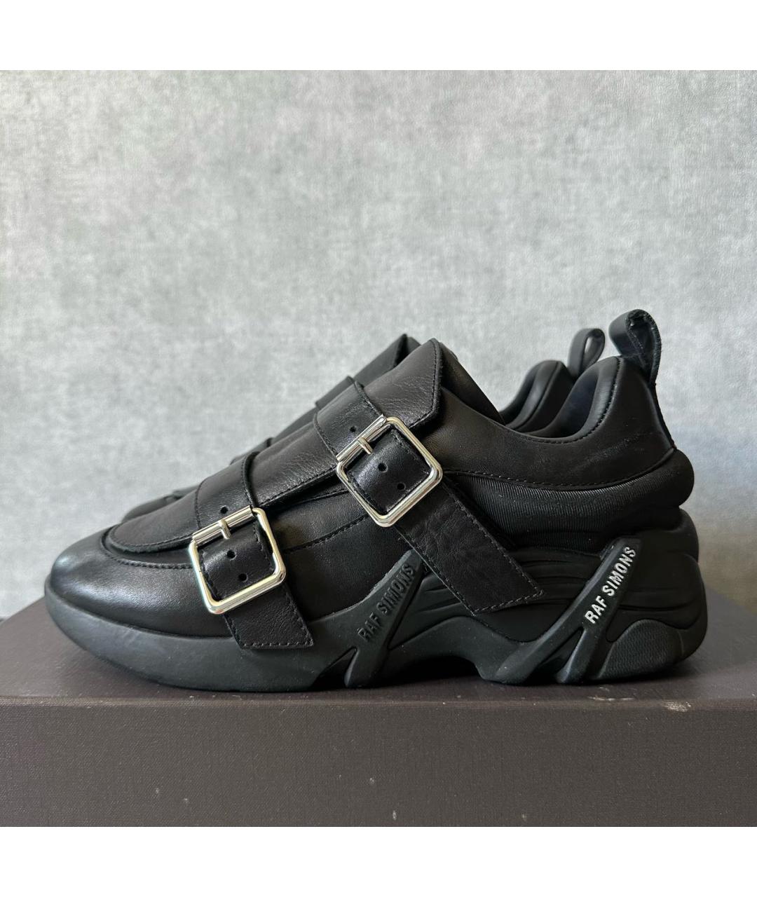 RAF SIMONS Черные кожаные низкие кроссовки / кеды, фото 4