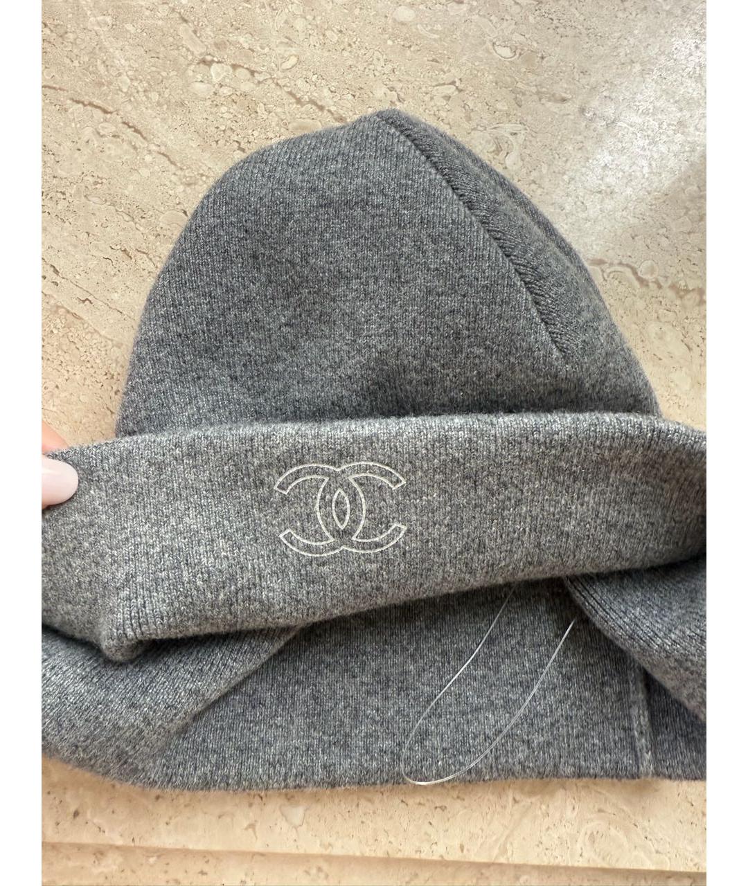 CHANEL Серая кашемировая шапка, фото 4