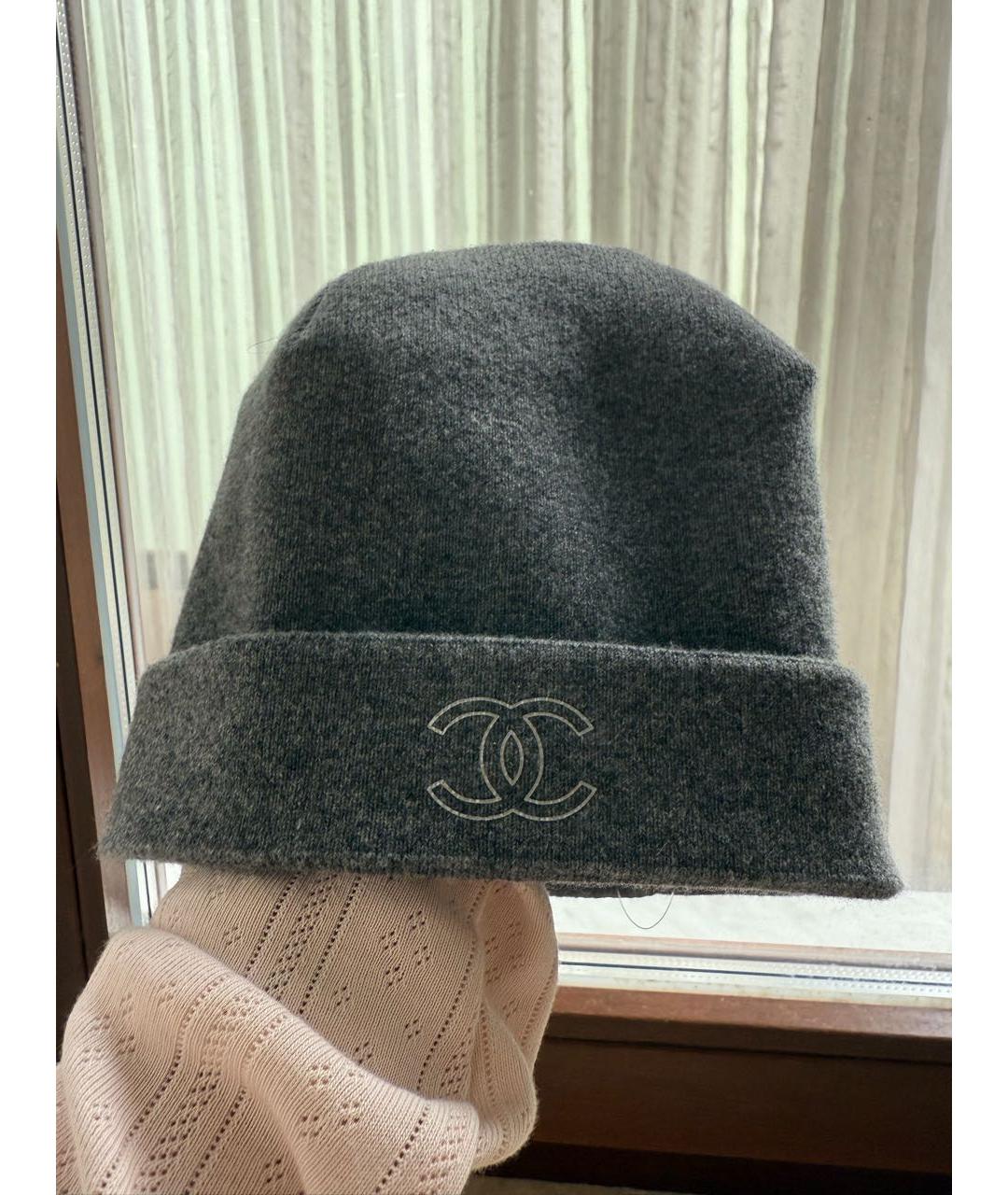 CHANEL Серая кашемировая шапка, фото 2