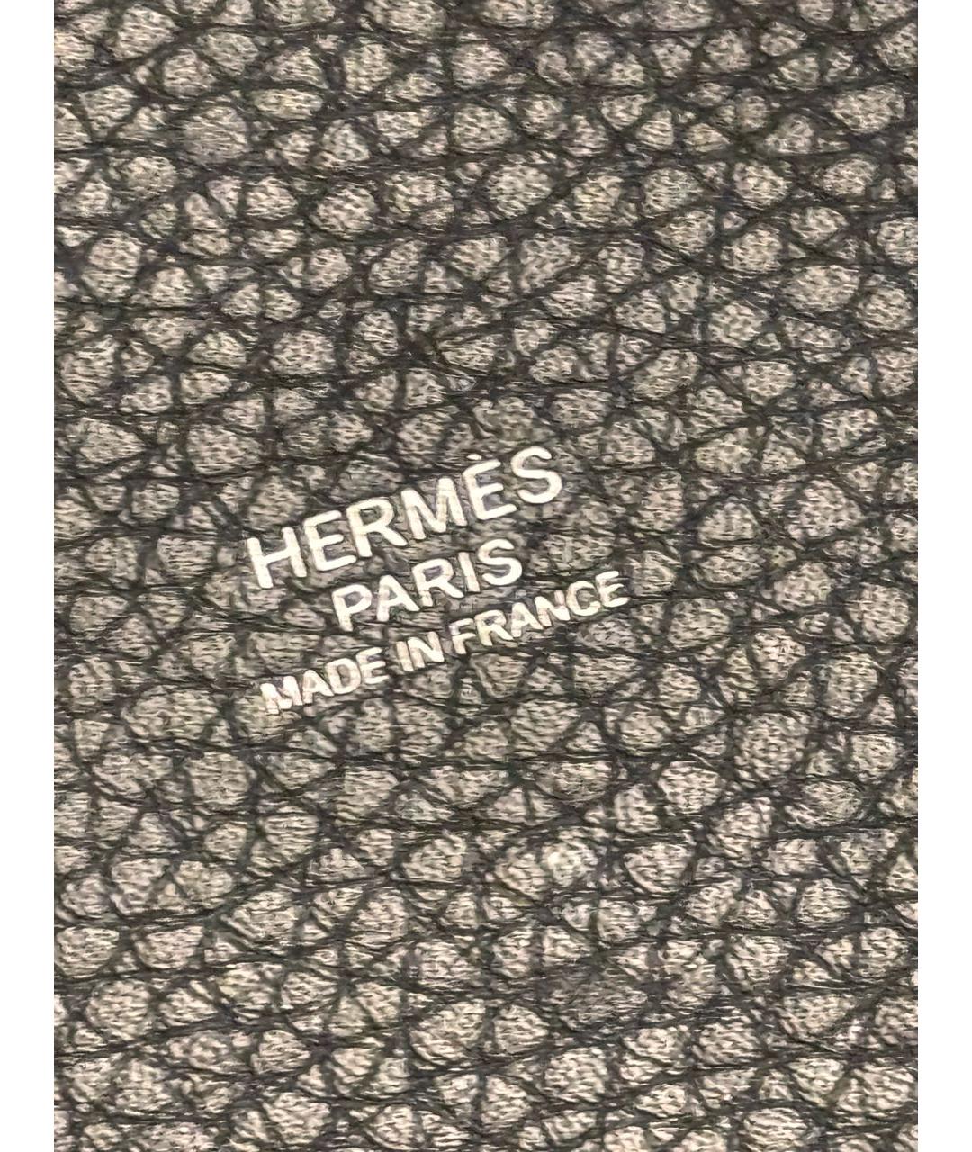 HERMES Черная кожаная сумка с короткими ручками, фото 6