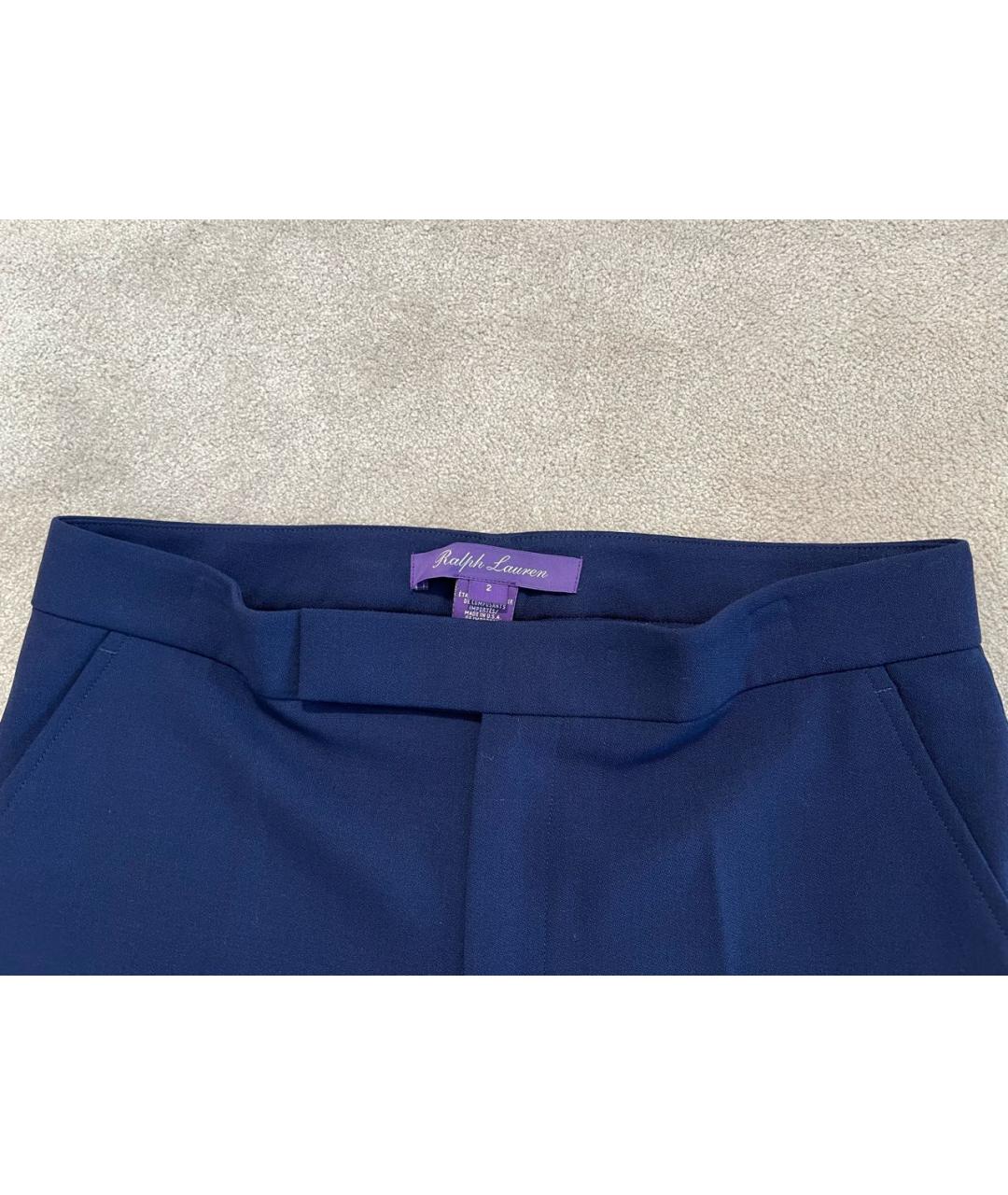 RALPH LAUREN PURPLE LABEL Синие шерстяные брюки узкие, фото 3
