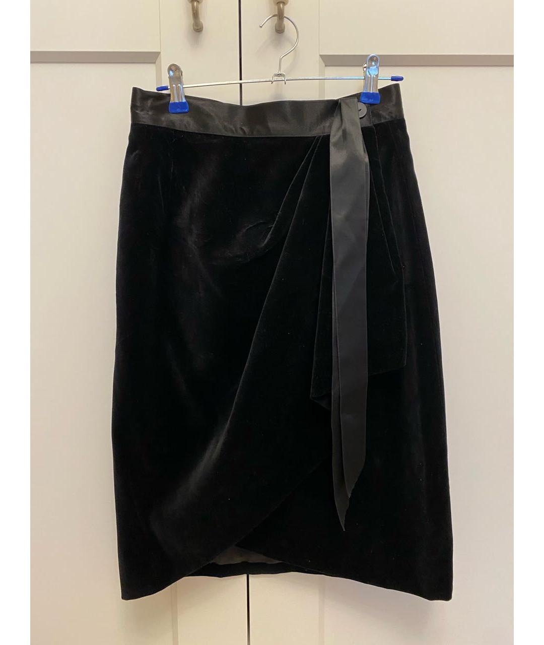 SAINT LAURENT Черная бархатная юбка миди, фото 9