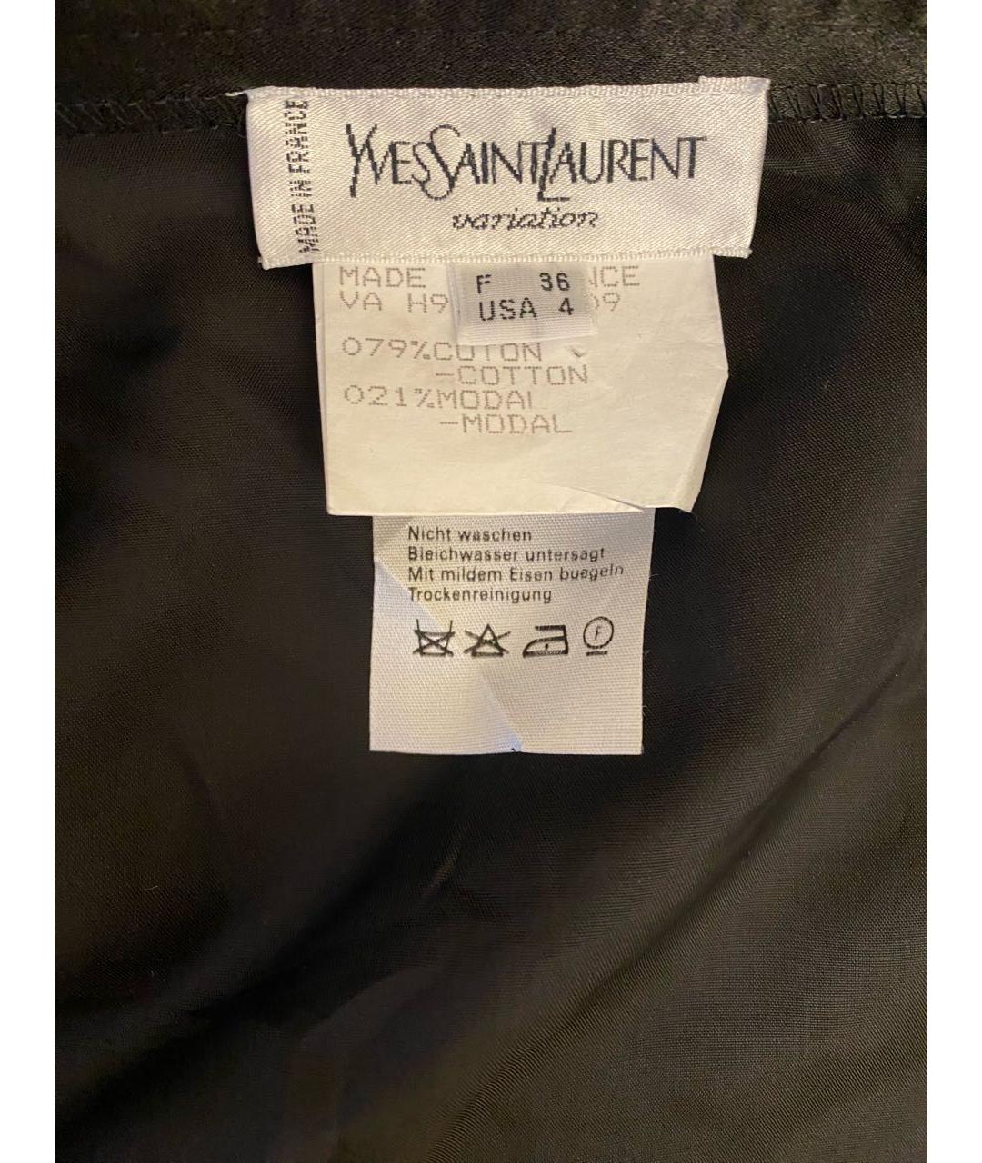 SAINT LAURENT Черная бархатная юбка миди, фото 3