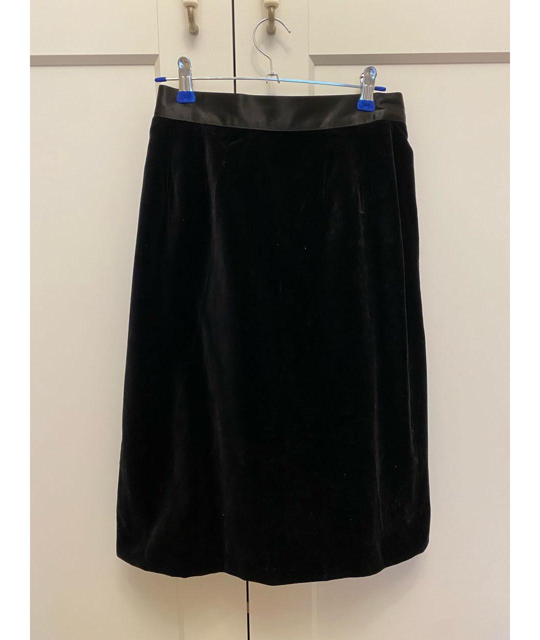 SAINT LAURENT Черная бархатная юбка миди, фото 2