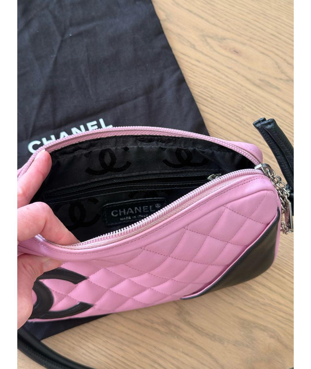 CHANEL Розовая кожаная сумка с короткими ручками, фото 5