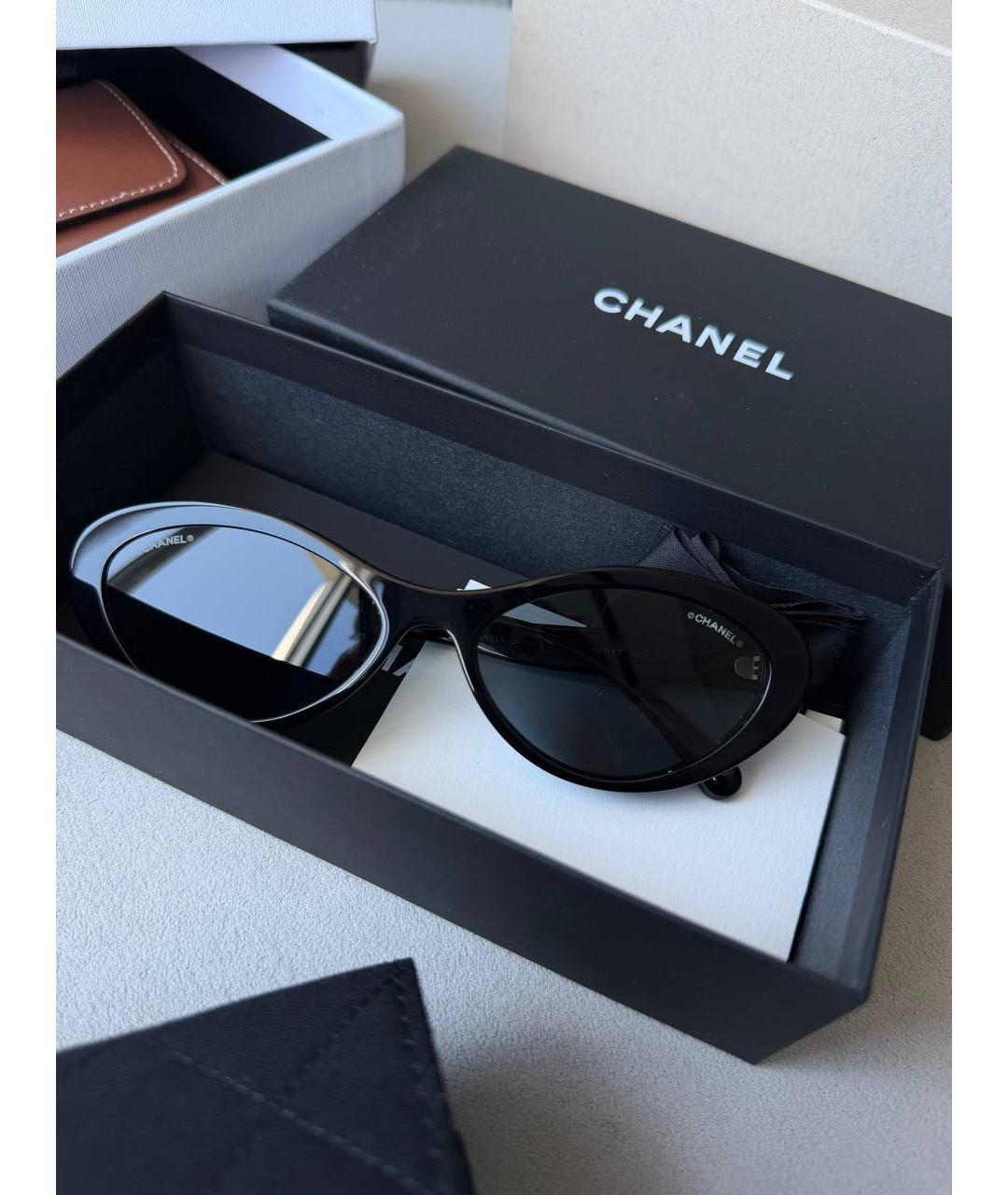 CHANEL Черные пластиковые солнцезащитные очки, фото 4