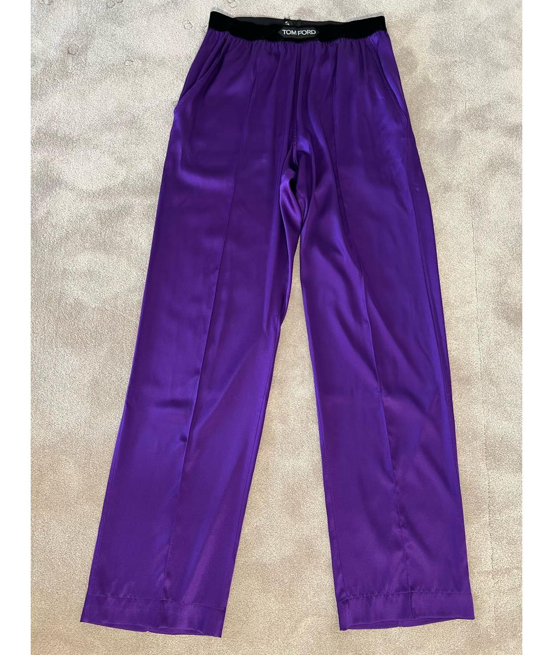 TOM FORD Фиолетовые атласные брюки широкие, фото 4