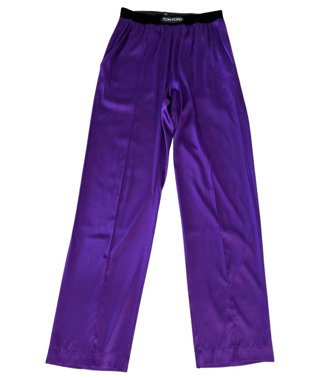 TOM FORD Фиолетовые атласные брюки широкие, фото 1