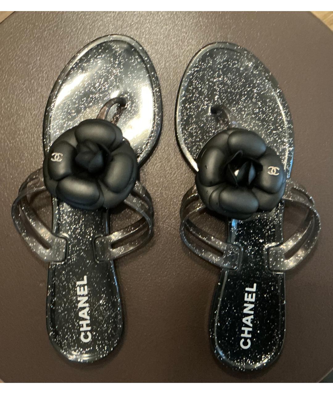 CHANEL Черные шлепанцы, фото 2