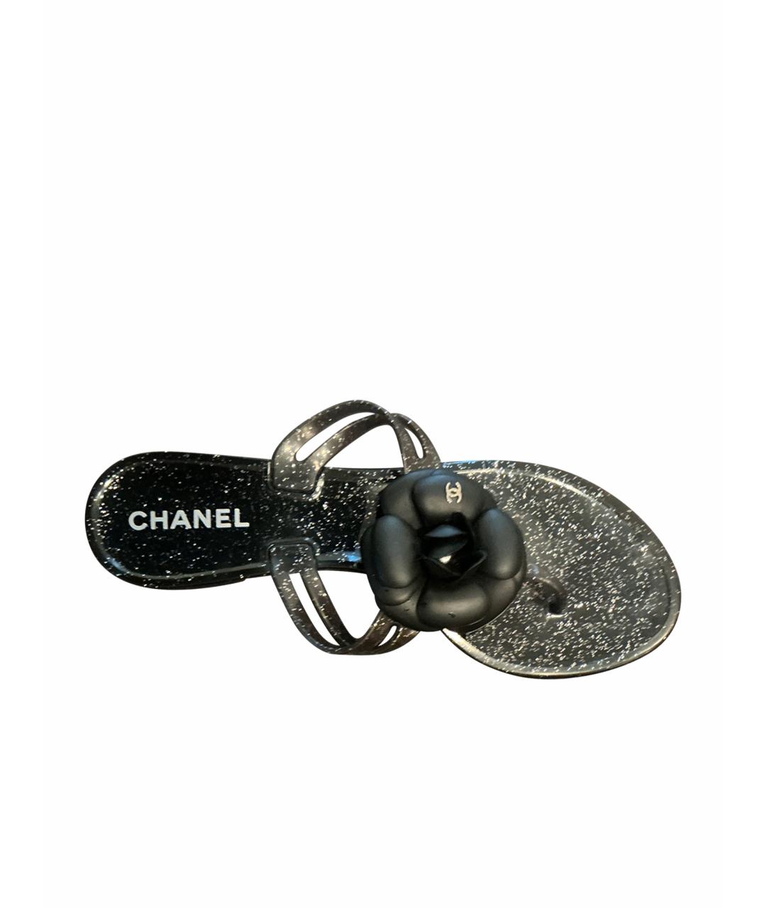 CHANEL Черные шлепанцы, фото 1