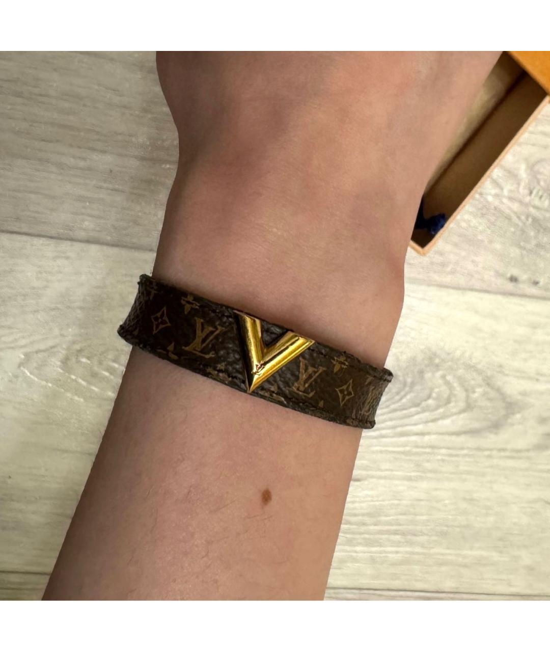LOUIS VUITTON Коричневый кожаный браслет, фото 4