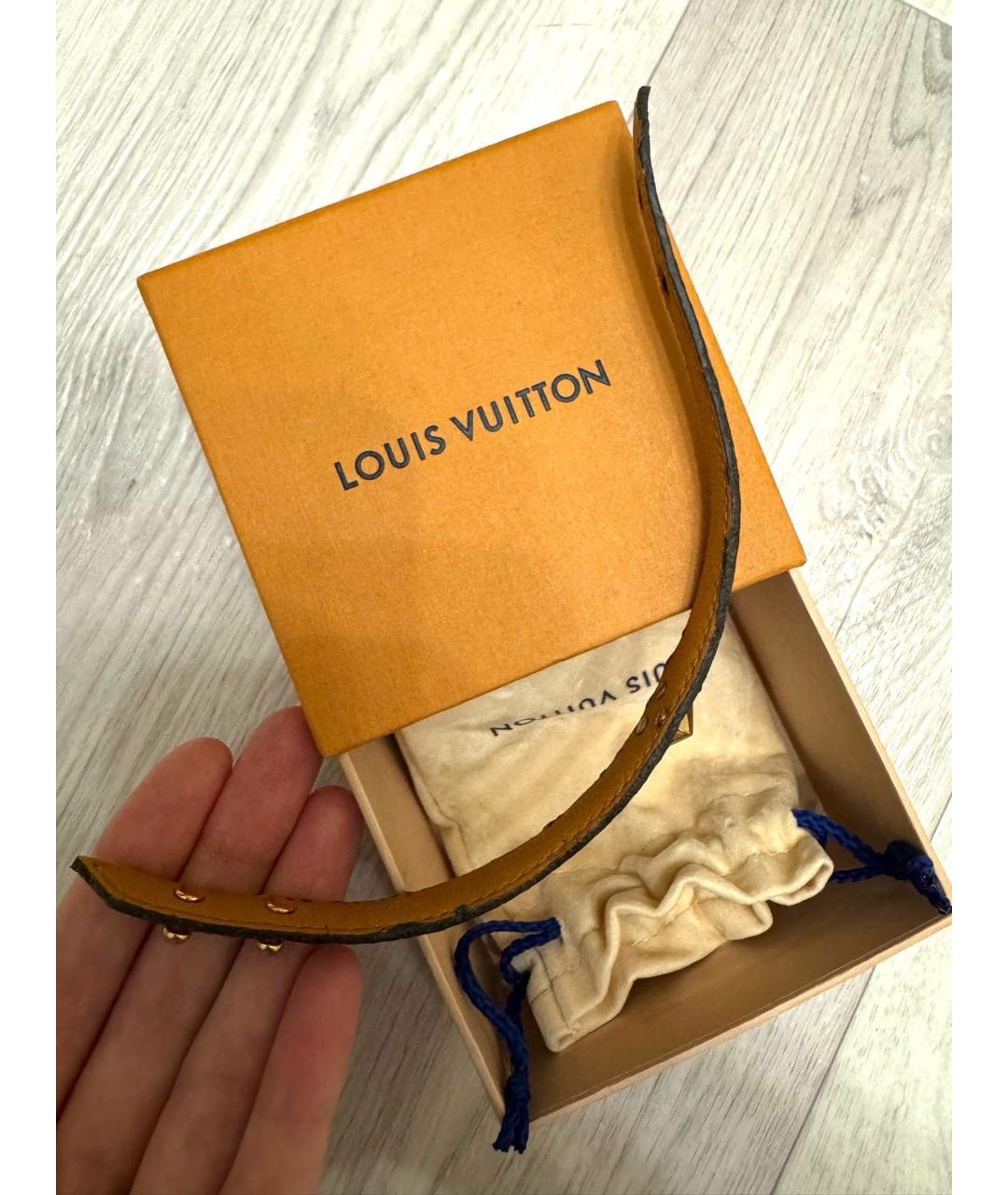 LOUIS VUITTON Коричневый кожаный браслет, фото 7