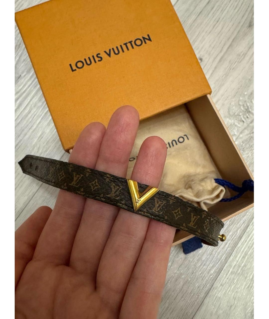 LOUIS VUITTON Коричневый кожаный браслет, фото 9